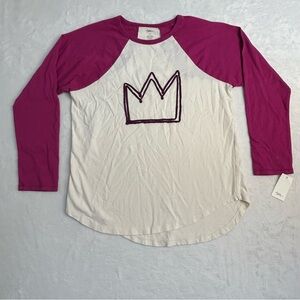 Tea‎ Collection Youth Raglan Shirt with Crown Design - Pink and White